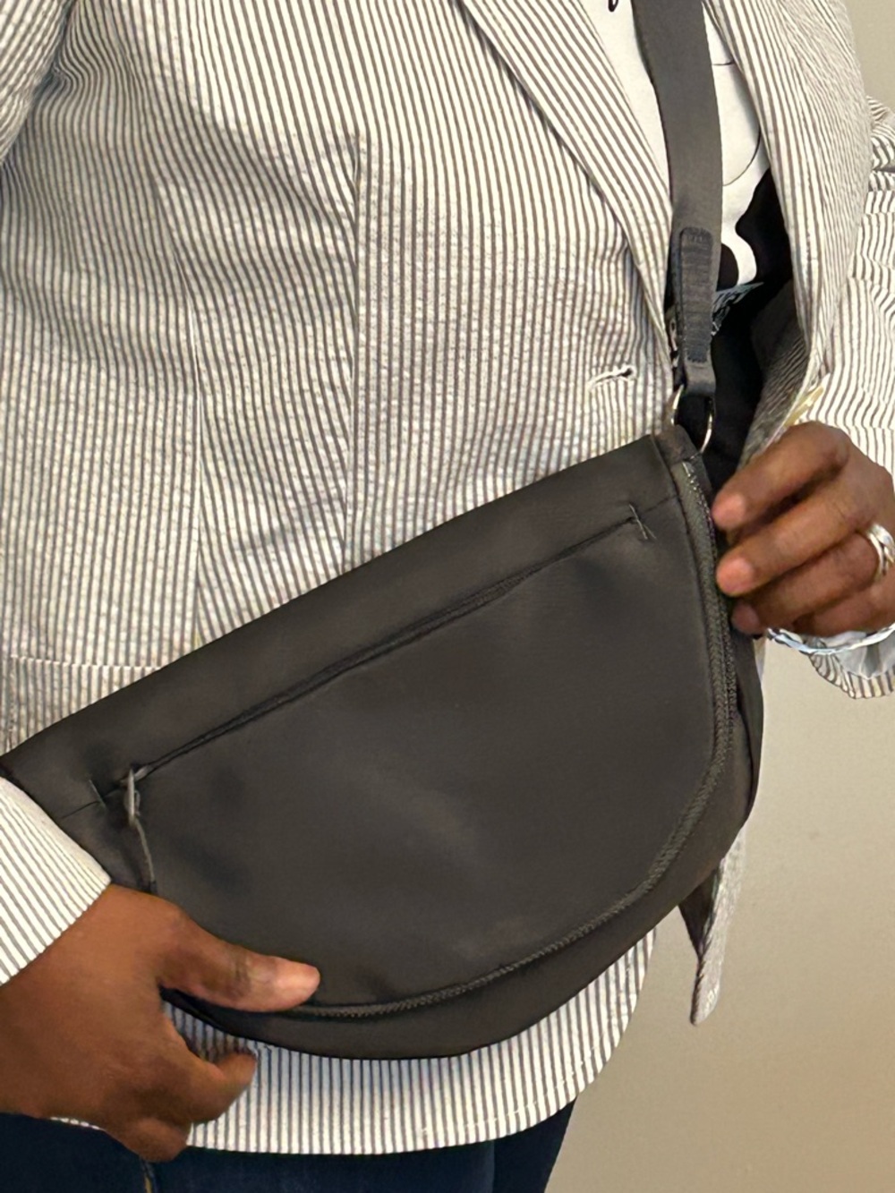 Men's/ Women’s Charcoal Grey Nylon Crossbody Bag